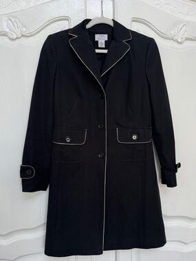 LOFT Black Coat with White Piping